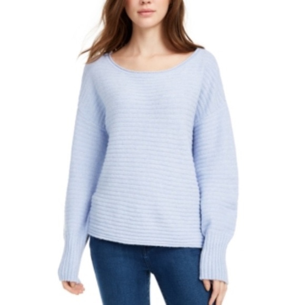 Macy's Pink Rose Ribbed Periwinkle Sweater - L NWT